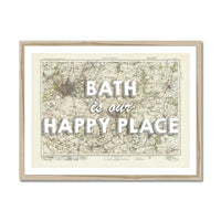 Bath is our Happy Place Art Print | Vintage Map Print of Bath - Framed Wall art