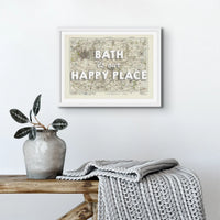 Bath is our Happy Place Art Print | Vintage Map Print of Bath - Framed Wall art
