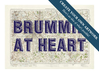 Custom map print of Birmingham | Personalised Map Print | Map Wall Art in Navy Vintage Font - Framed wall art