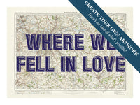 Custom map print of Birmingham | Personalised Map Print | Map Wall Art in Navy Vintage Font - Unframed wall art