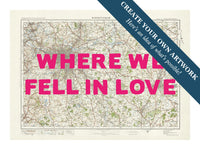 Custom Map Print of Birmingham in Pink Hand Drawn Font | Personalised Map Print | Map Wall Art - Unframed Wall Art