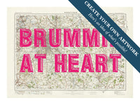 Custom map print of Birmingham | Personalised Map Print | Map Wall Art in pink vintage font - Unframed wall art