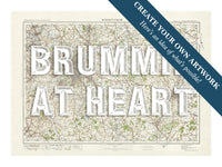 Custom Map Print of Birmingham | Personalised Map Print | Map Wall Art in white font - Framed Wall Art