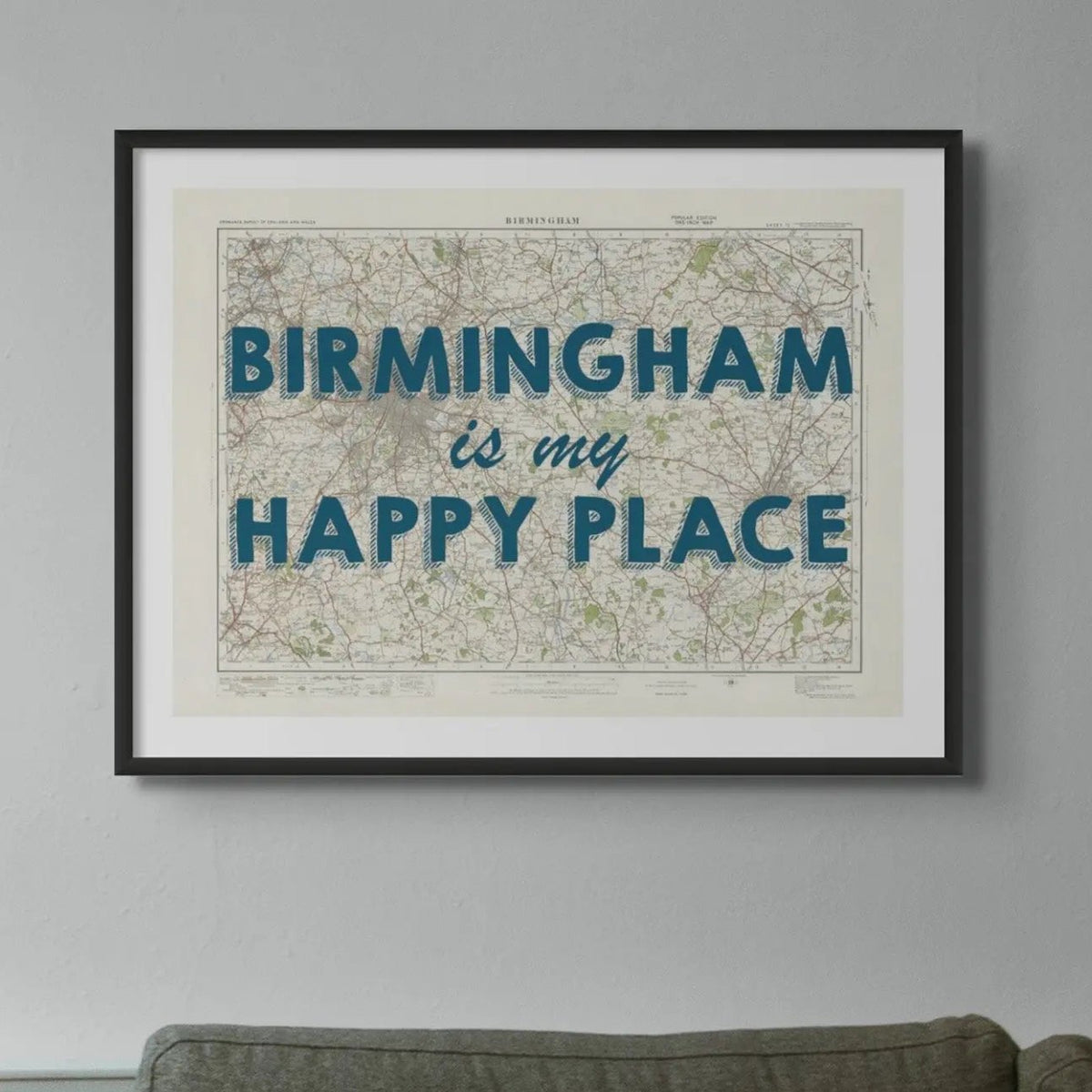 Birmingham is my Happy Place Art Print | Vintage Map Print of Birmingham - Unframed Wall Art