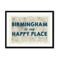 Birmingham is my Happy Place Art Print | Vintage Map Print of Birmingham - Framed Wall Art