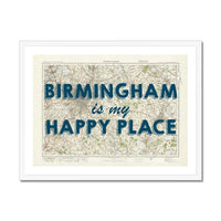Birmingham is my Happy Place Art Print | Vintage Map Print of Birmingham - Framed Wall Art