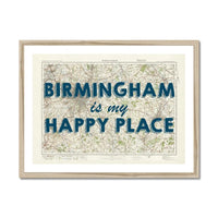Birmingham is my Happy Place Art Print | Vintage Map Print of Birmingham - Framed Wall Art