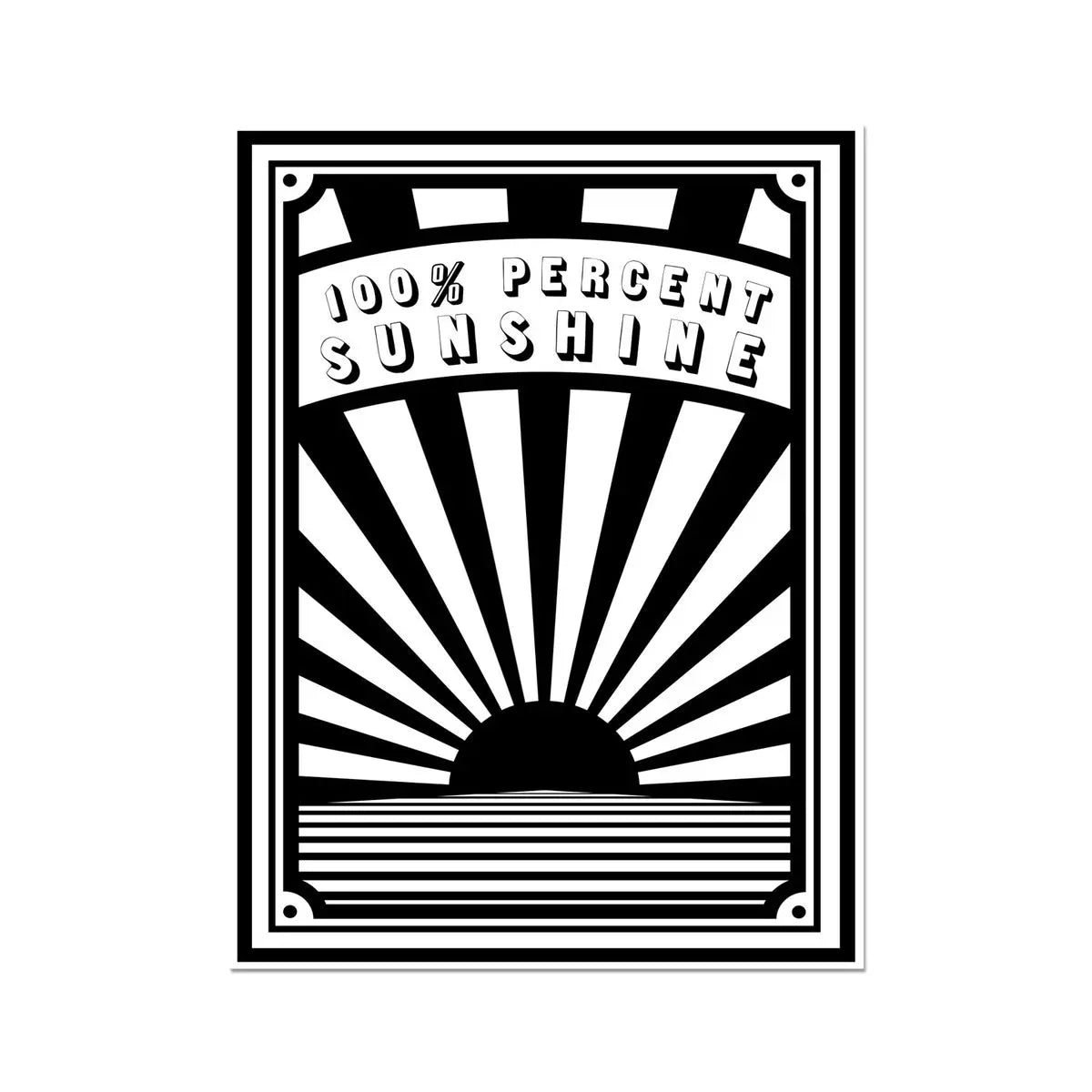 Black 100% Sunshine (Graphic Wall Art) - Unframed - Beach House Art