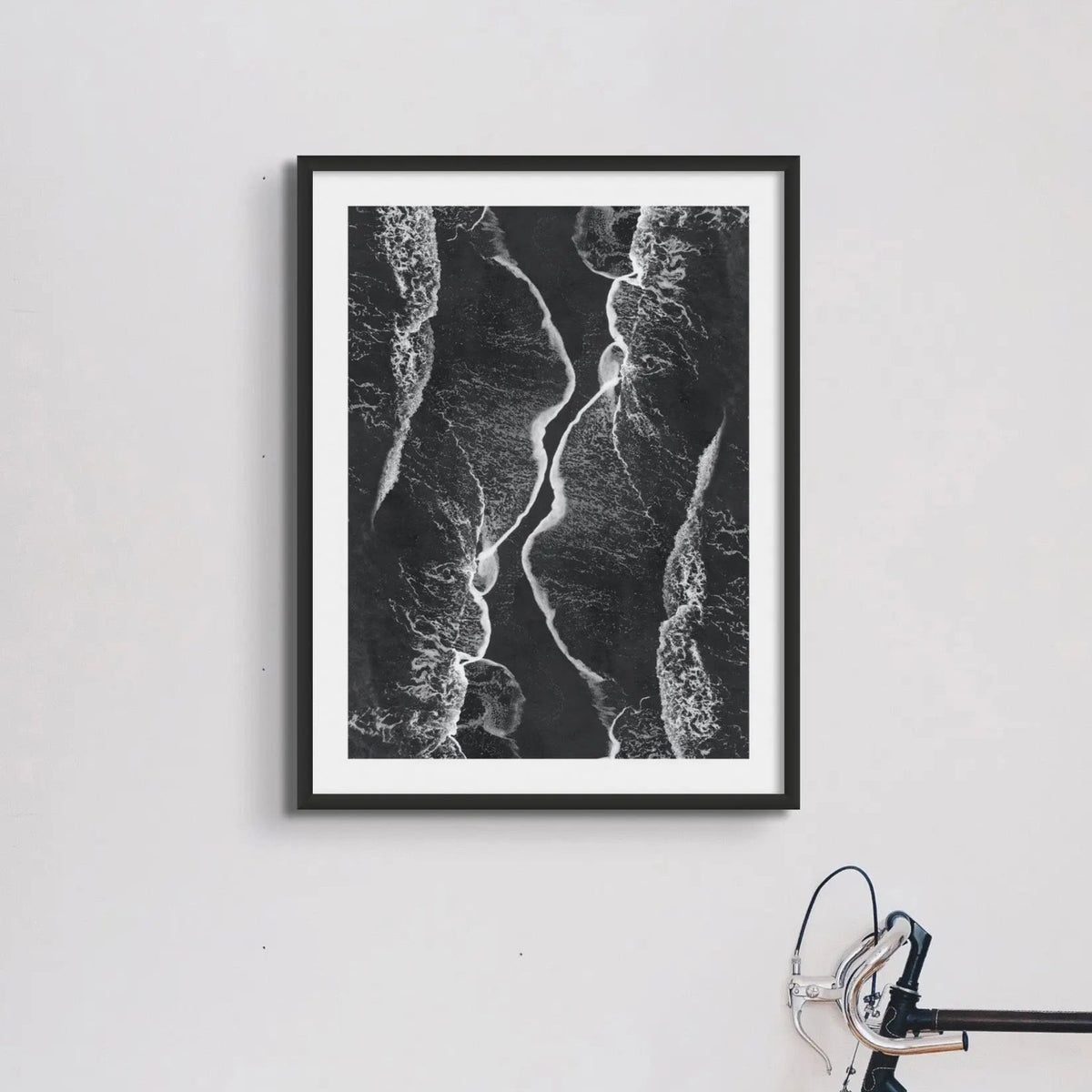 Black Surf (Black & White Photography) - Framed - Beach House Art