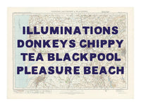 Blackpool Personalised Map Art Print | Custom Map of Blackpool | Navy Hand Drawn Font - Framed Wall Art