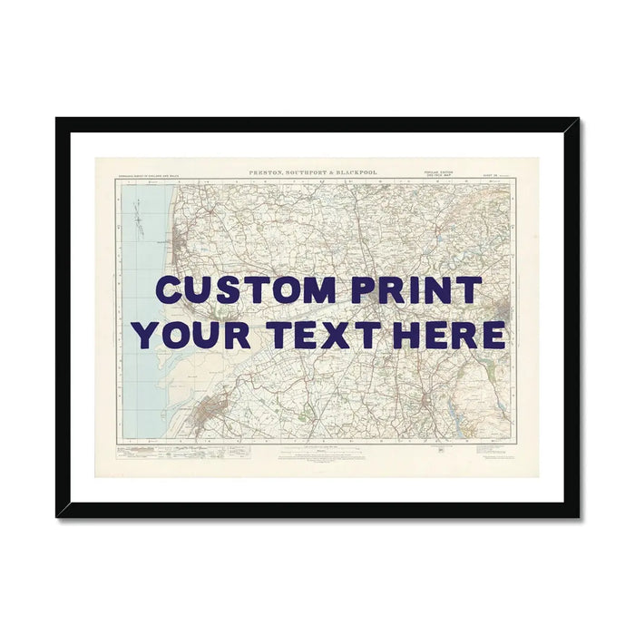 Blackpool Personalised Map Art Print | Custom Map of Blackpool | Navy Hand Drawn Font - Framed Wall Art