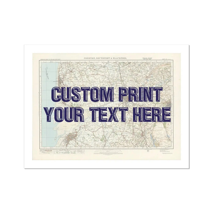 Blackpool Personalised Map Print | Custom Map of Blackpool | Navy Vintage Font - Unframed Wall Art