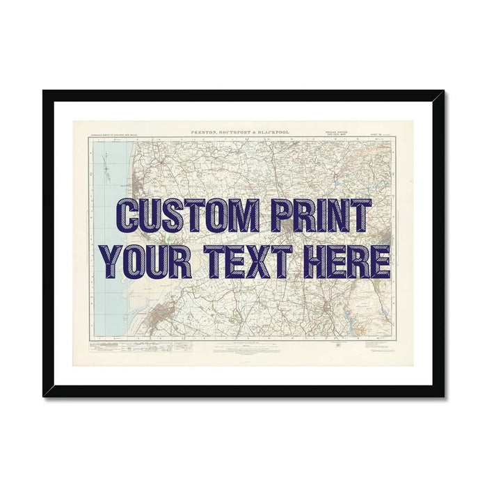 Blackpool Personalised Map Print | Custom Map of Blackpool | Navy Vintage Font - Framed wall art
