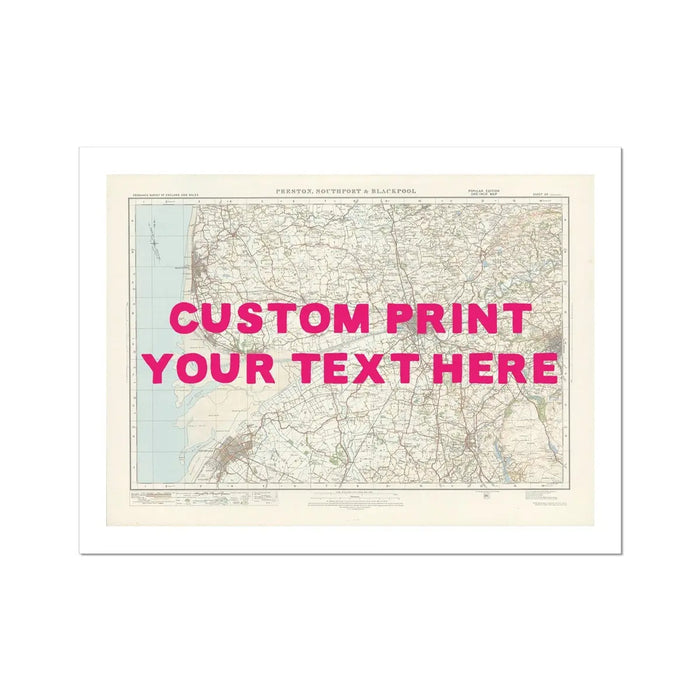 Blackpool Personalised Map Print | Custom Map of Blackpool | Pink Hand Drawn Font - Unframed Wall Art