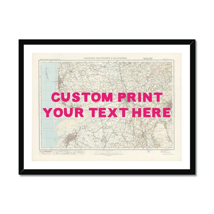 Blackpool Personalised Map Print | Map of Blackpool | Pink Hand Drawn Font - Framed Map Print