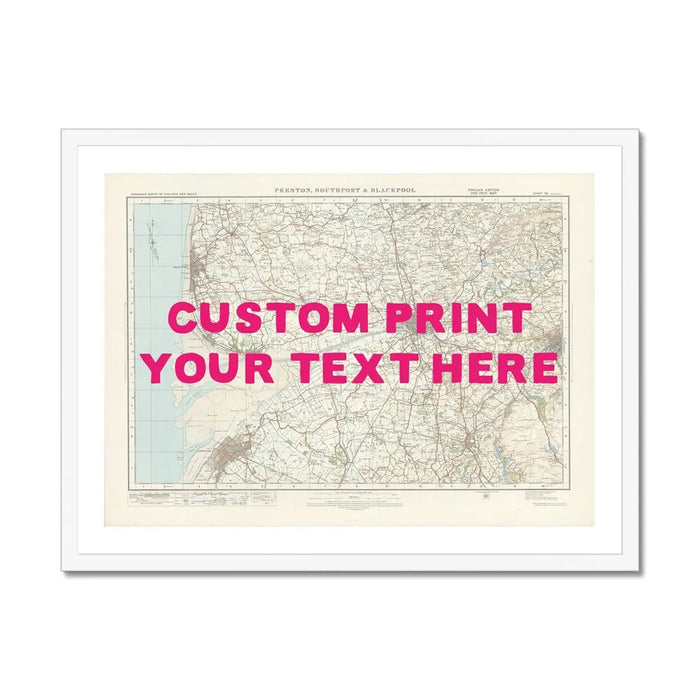 Blackpool Personalised Map Print | Map of Blackpool | Pink Hand Drawn Font - Framed Map Print