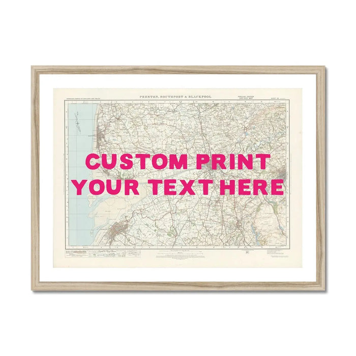 Blackpool Personalised Map Print | Map of Blackpool | Pink Hand Drawn Font - Framed Map Print