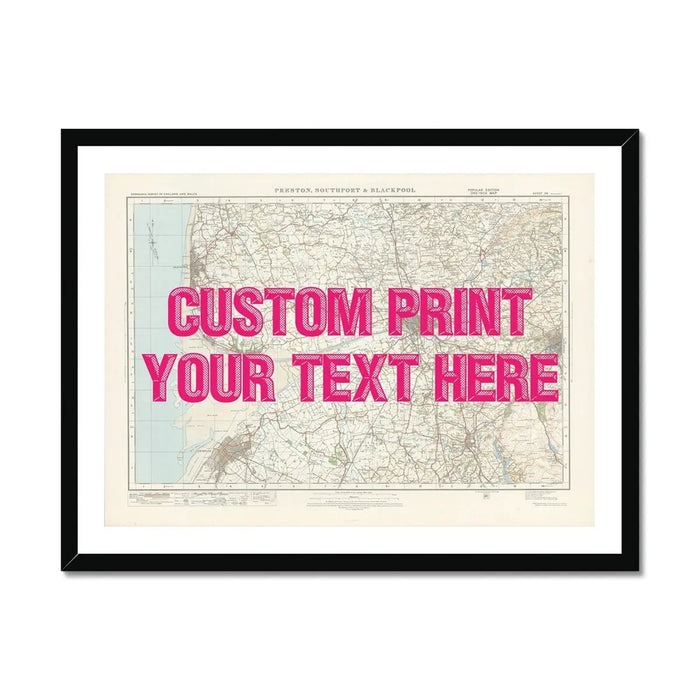 Blackpool Personalised Map Print | Custom Map of Blackpool | Pink Vintage Font - Framed Art Print