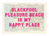 Blackpool Personalised Map Print | Custom Map of Blackpool | Pink Vintage Font - Framed Art Print
