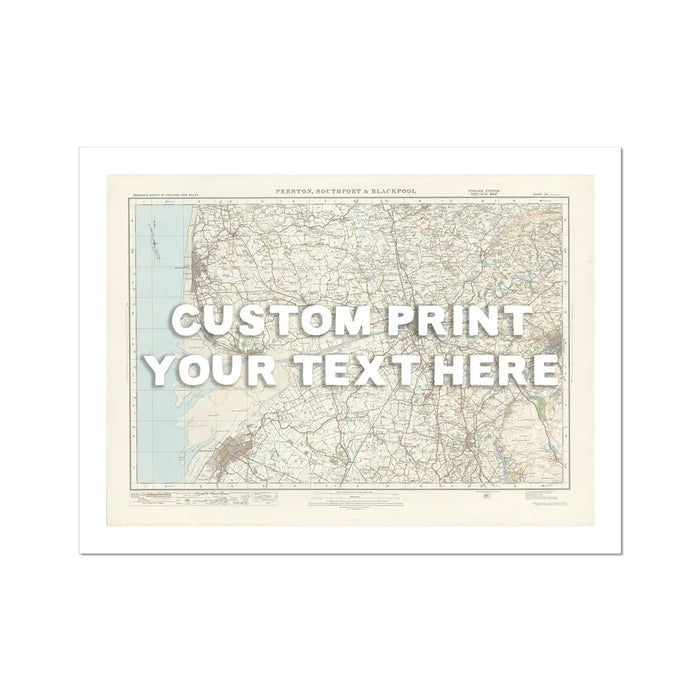 Blackpool Personalised Map Print | Custom Map of Blackpool | White Hand Drawn Font - Unframed Wall Art