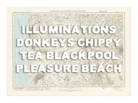 Blackpool Personalised Map Print | Custom Map of Blackpool | White Hand Drawn Font - Unframed Wall Art