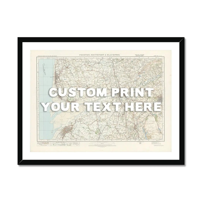 Blackpool Personalised Map Print | Custom Map of Blackpool | White Hand Drawn Font - Framed Art Print