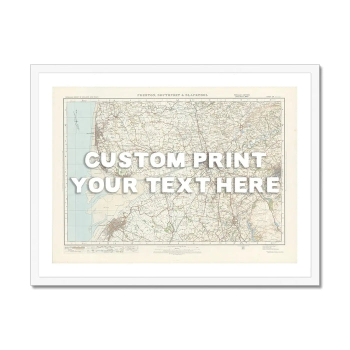 Blackpool Personalised Map Print | Custom Map of Blackpool | White Hand Drawn Font - Framed Art Print