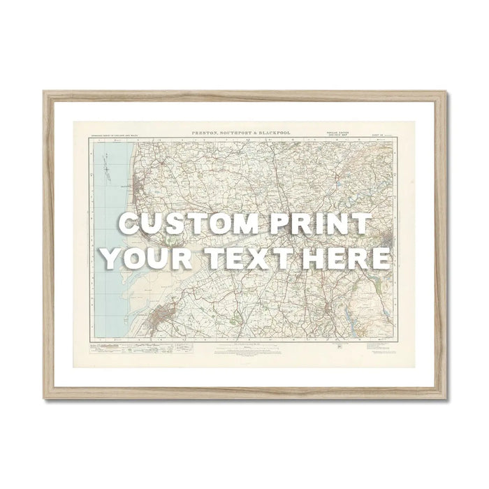 Blackpool Personalised Map Print | Custom Map of Blackpool | White Hand Drawn Font - Framed Art Print
