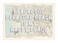 Blackpool Personalised Map Print | Custom Map of Blackpool | White Vintage Font - Unframed Wall Art