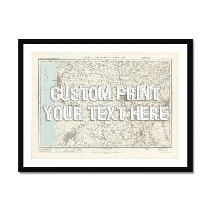 Blackpool Personalised Map Print | Custom Map of Blackpool | White Vintage Font - Framed Art Print