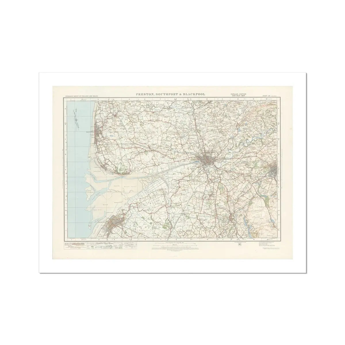 Blackpool Vintage Map Print | Map Print of Blackpool - Unframed Wall Art