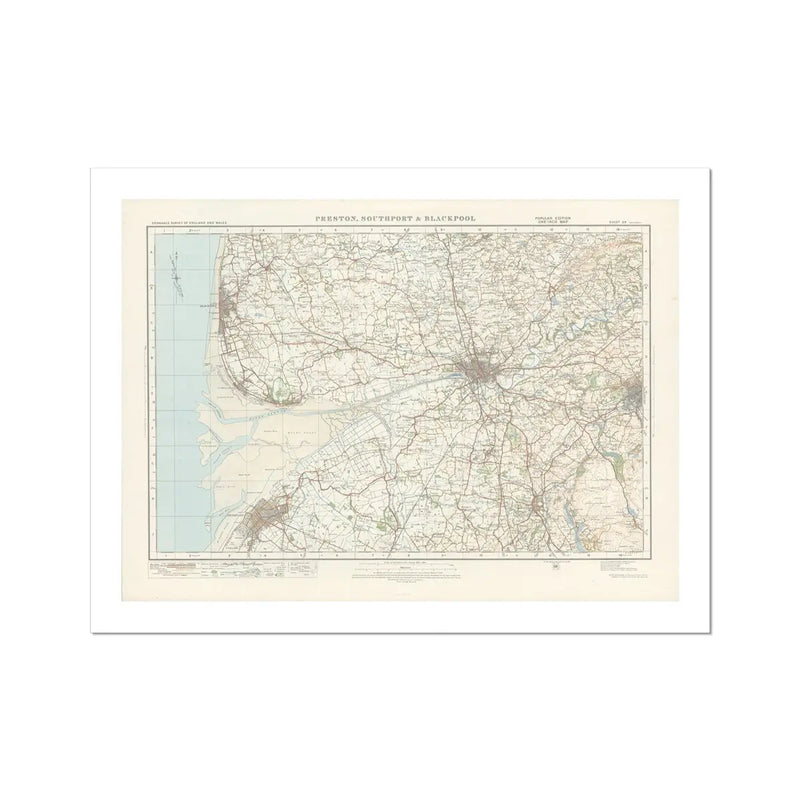 Blackpool Vintage Map Print | Map Print of Blackpool - Unframed Wall Art