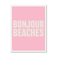 Bonjour Beaches (Pink) Word Art Print - Framed - Beach House Art