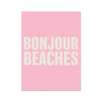 Bonjour Beaches (Pink) Word Art Print - Unframed - Beach House Art