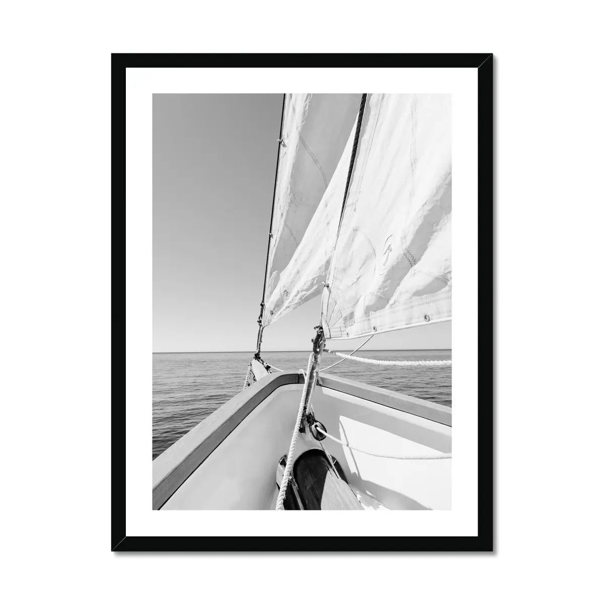 Bow Horizon (Black & White Photography) - Framed - Beach House Art