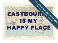 custom Map print of Brighton | Personalised Map Print | Map prints in Navy Hand Drawn Font- Framed Wall Art