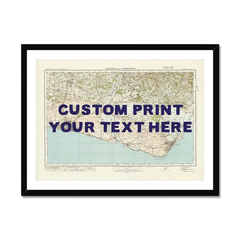custom Map print of Brighton | Personalised Map Print | Map prints in Navy Hand Drawn Font- Framed Wall Art