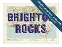 Custom Map print of Brighton | Personalised Map Print | Map prints in navy vintage front - Framed wall art