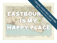 Map Print of Brighton | Personalised Map Print | Map Wall Art in White Hand Drawn Font - Framed Wall Art