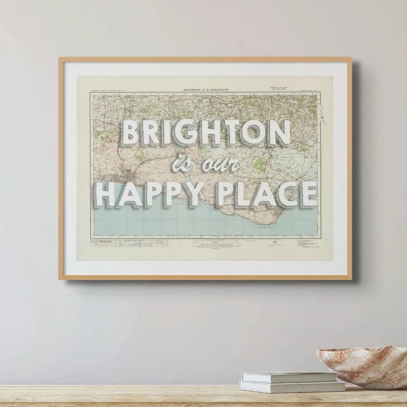 Brighton is our Happy Place Art Print | Vintage Map Print of Brighton - Unframed Wall Art