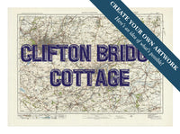 Map print of Bristol & Bath | Personalised Map Print | Map prints in navy font - Unframed wall art