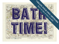 Map print of Bristol & Bath | Personalised Map Print | Map prints in navy font - Unframed wall art