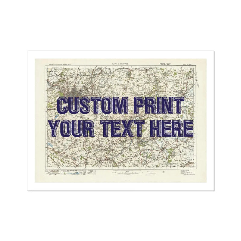 Map print of Bristol & Bath | Personalised Map Print | Map prints in navy font - Unframed wall art
