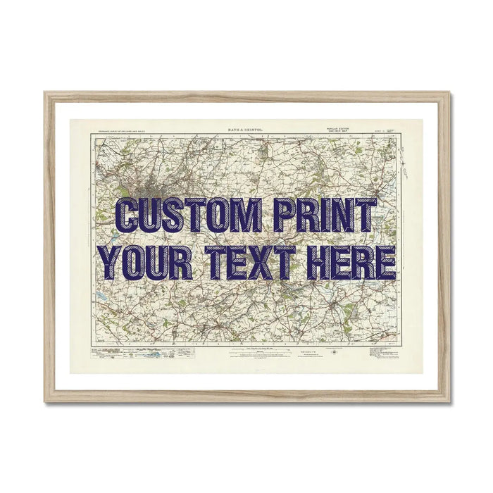 Map print of Bristol & Bath | Personalised Map Print | Map prints in Navy font - Framed wall art