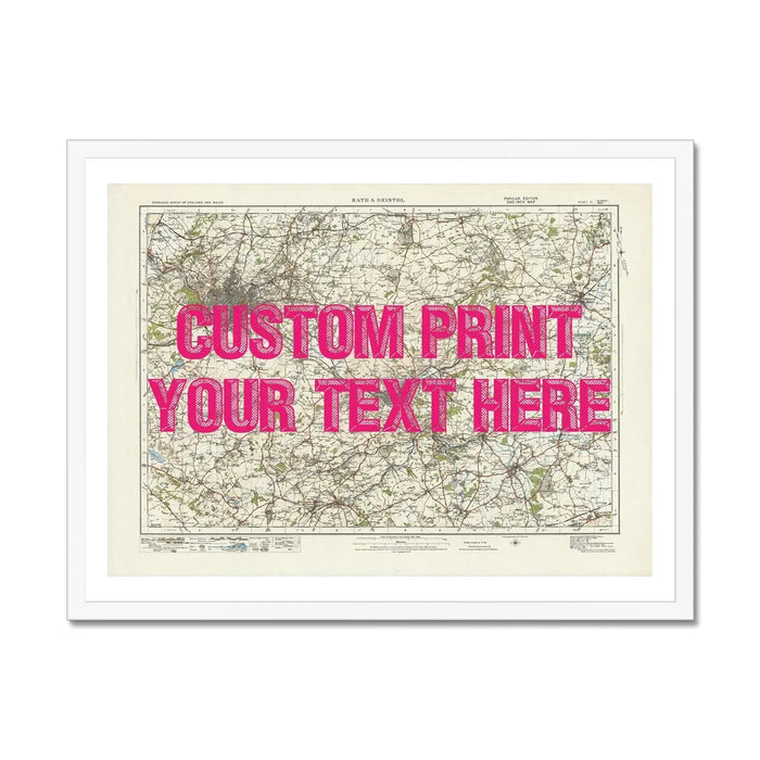 Map Print of Bristol & Bath | Personalised Map Print | Map Prints in Pink - Framed Wall Art
