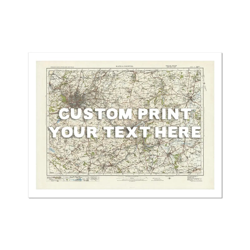 Custom Map prints of Bristol & Bath | Personalised Map Print | Map print in white font - Unframed wall art