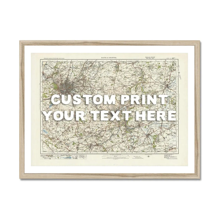Map Print of Bristol & Bath | Personalised Map Print | Map prints in white font - Framed wall art