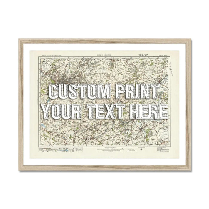 custom Map Print of Bristol & Bath | Personalised Map Print | Map Prints in white font - Framed wall art