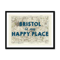 Bristol is my Happy Place Art Print | Vintage Map Print of Bristol - Framed Wall Art