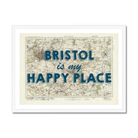 Bristol is my Happy Place Art Print | Vintage Map Print of Bristol - Framed Wall Art